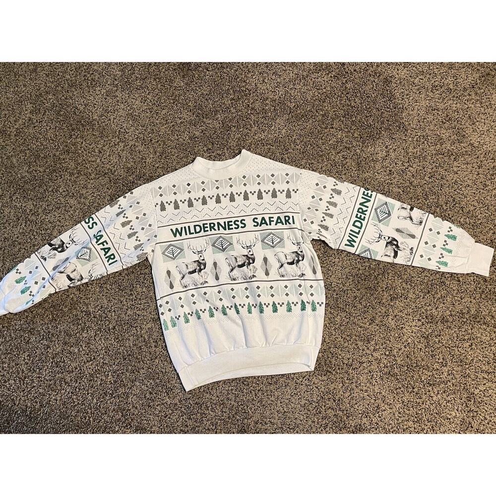 Vintage Western Shirt Line WILDERNESS SAFARI AOP Sweatshirt LARGE DEER